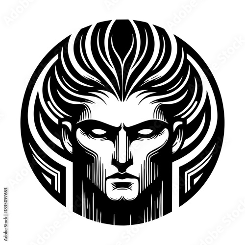 Black and white vector logo emblem, tribal tatto design
