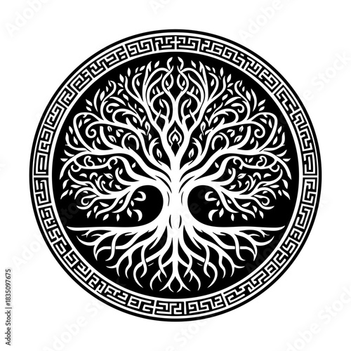 Black and white vector logo emblem, tribal tatto design
