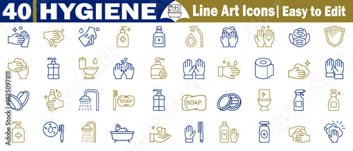 Hygiene, healthcare, and protection icons. Line art vector set for disease protection methods illustration. 