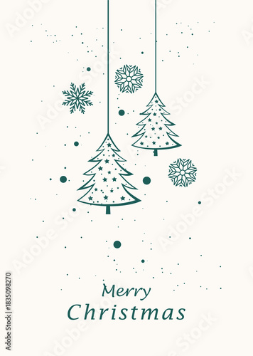 Cute Minimalist Merry Christmas Greeting Card, Minimalistisch Frohe Weihnachten Grußkarte, Carte de vœux de Joyeux Noël, Merry Christmas & Happy New Year Wishes Postcard Modern Vintage Christmas card 