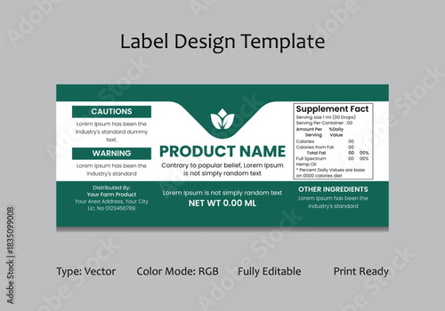 Clean Organic Supplement Label Template Vector