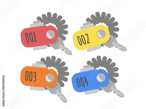 ロッカーキー　リストバンド　温泉　プール　銭湯　鍵　イラストセット