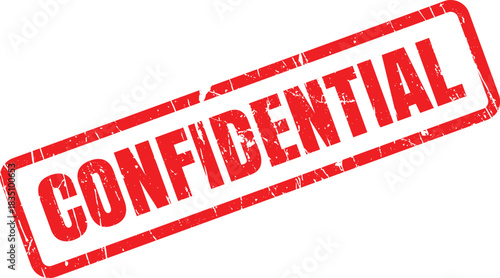 Grunge confidential stamp with red ink shows document security and access control on white