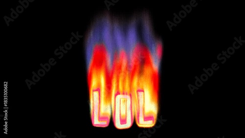 Animated heat map LOL text title burning in pixelated retro-styled fire flames on a transparent alpha channel in a seamless loop.