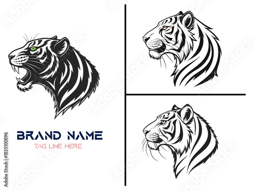 creative black head tiger logo