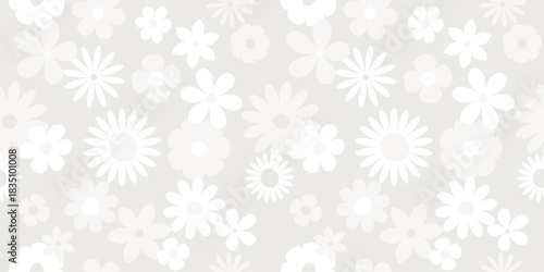 Trendy Seamless Pattern with Daisy Flowers in Cloud dancer Color of Year 2026. Retro floral design y2k. Vintage style. Contemporary endless background
Abstract repetition vector for wallpaper