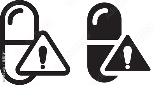 Overdose icon set. Medication Overdose Symbols. pill bottle icon. simple stroke line vector icon