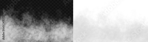 Canvas Print Gray fog rising smoke on transparent background