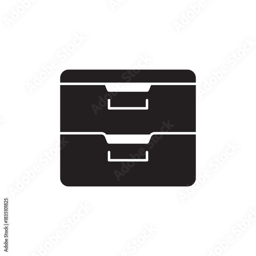 Solid Modern Archive File Cabinet Drawer Icon Design