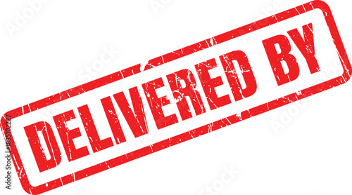 Red delivered by rubber stamp shows completion with distressed texture against white background