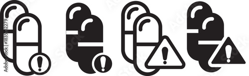 Overdose icon set. Medication Overdose Symbols. pill bottle icon. simple stroke line vector icon