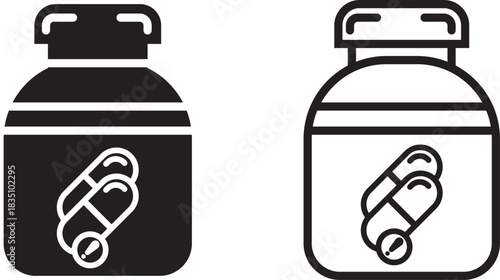 Overdose icon set. Medication Overdose Symbols. pill bottle icon. simple stroke line vector icon