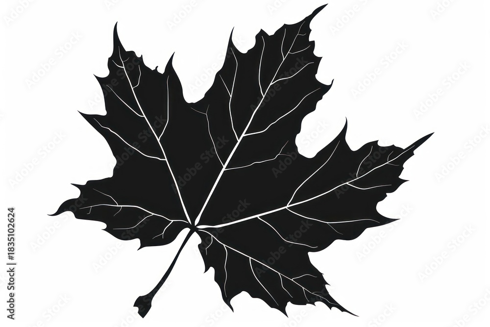 Fototapeta premium Black maple leaf silhouette illustration