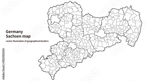 Map of Saxony – German Federal State Vector Illustration