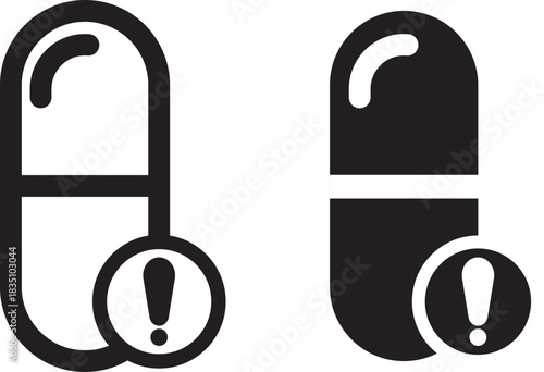 Overdose icon set. Medication Overdose Symbols. pill bottle icon. simple stroke line vector icon