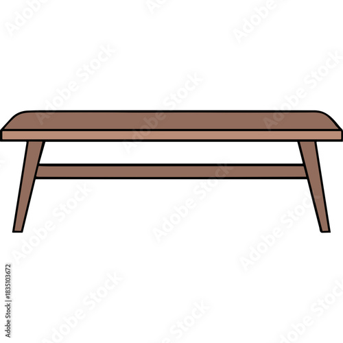 Simple Brown Wooden Bench Against A Black Background Minimalist Design