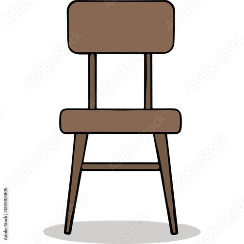 Simple Brown Wooden Chair With Four Legs And A Backrest On A White Background