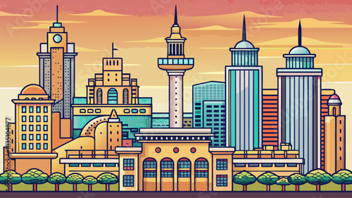 Very beautiful minimalist silhouette of San Antonio rises against a soft gradient sky, featuring iconic towers and historic shapes that highlight the city’s cultural charm and architectural character.