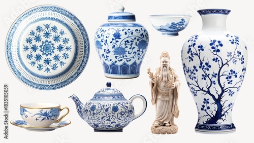 Chinese porcelain ceramic element set