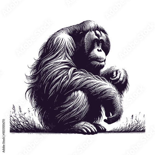 orangutan sitting on the ground