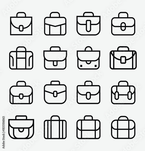 Set of different briefcase icons in vector format for graphic design