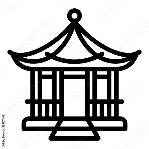 Traditional Chinese pavilion icon representing cultural architecture, tourist attractions, historic sites, and spiritual or ceremonial spaces. Ideal for travel and heritage themes.