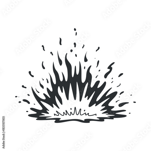 Illustration of explosion, splash, burst, or blast