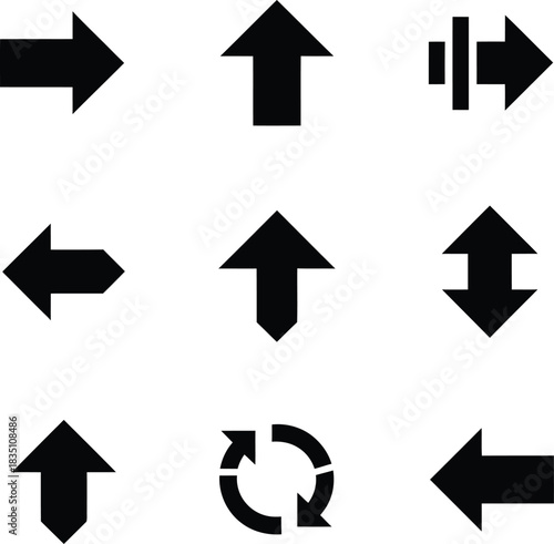 Collection of directional arrow icons for user interface design Vector