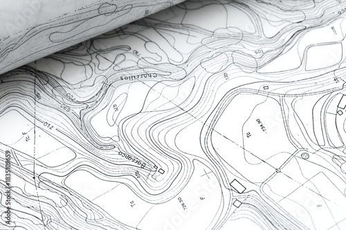 Very detailed Topographic maps on tracing paper rolled up into a tube
