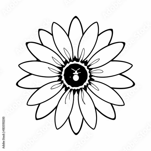 Close up view of a bee pollinating a vibrant sunflower