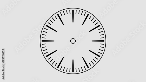 Clean minimalist empty black and white clock face dial graphic resource design representing abstract business time management, strategic future planning, project deadlines, scheduled appointments, and