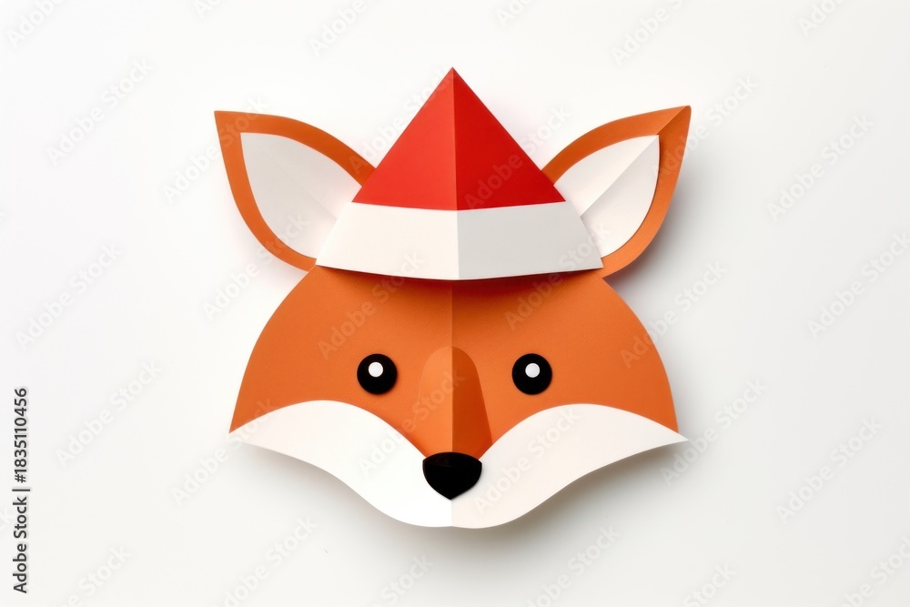 Naklejka premium Fox paper christmas origami.