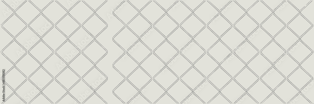 Fototapeta premium Seamless repeating abstract geometric diamond lattice grid background pattern, featuring a sophisticated subtle double stitched rhombus quilting texture in a neutral light beige tone, ideal for textil