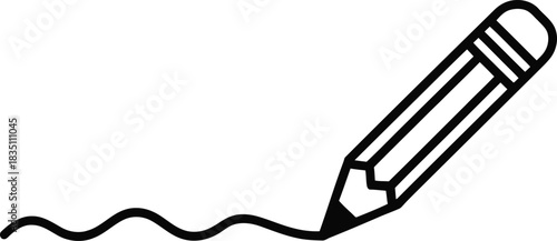 Hand drawn sketch of a pencil drawing a wavy line  Vector