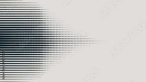 Abstract technical graphic background featuring parallel horizontal lines transitioning seamlessly into a vibrant halftone dotted gradient pattern, creating a conceptual visualization of digital data