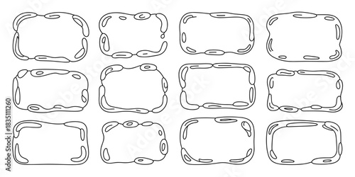 Doodle hand-drawn vector outline frames and borders collection set with organic amorphous liquid irregular shapes perfect for creative graphic design elements, contemporary artistic text boxes, educat