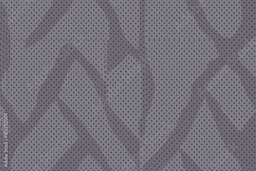 Abstract seamless dark gray perforated dot pattern background texture resembling deeply wrinkled or crumbled metallic fabric or distressed matte industrial grid surface for modern technological corpor