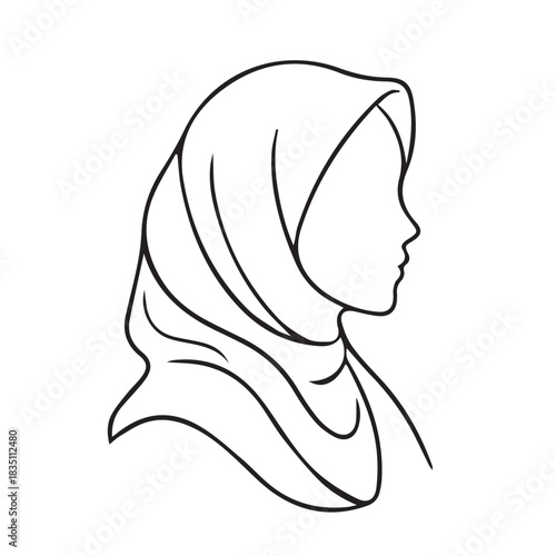 woman head with hijab silhouette vector 