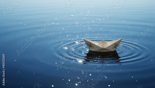 Paper Boat Floating on Water – Symbolic New Journey