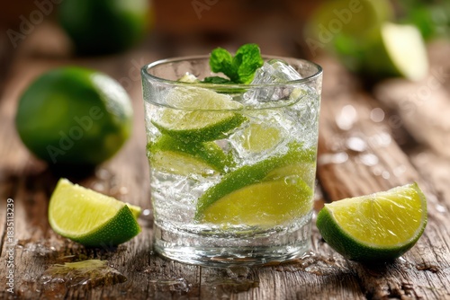 Wallpaper Mural Refreshing citrus beverage portrait against natural wooden backdrop Torontodigital.ca