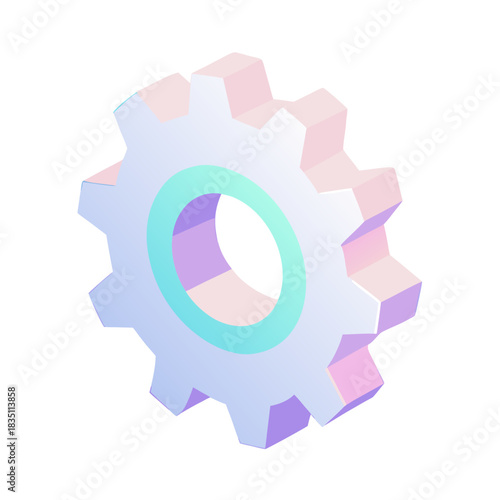 Realistic 3d rendered gear isolated on white background