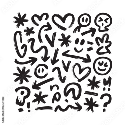 Set of graffiti style elements for design