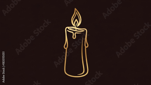 Golden candle light flame wax burning bright illustration vector drawing design graphic element clip art icon
