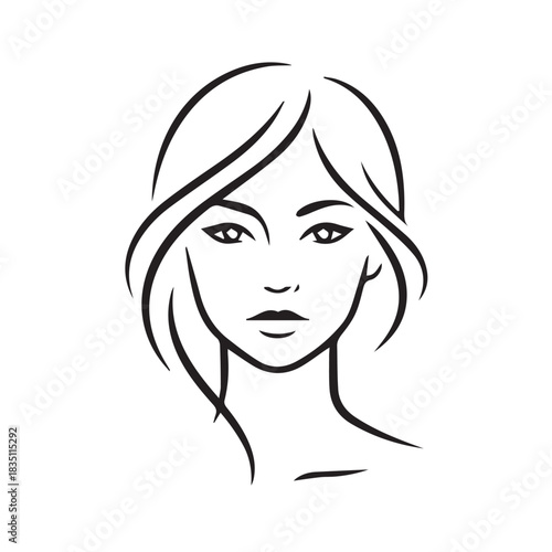 girl with long hair vector logo illustration