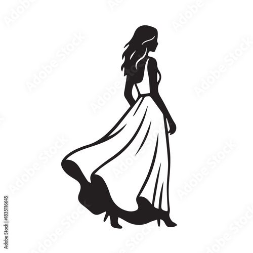silhouette of a bride vector logo