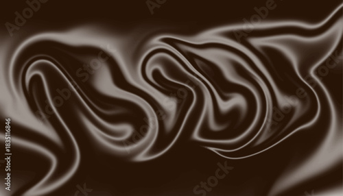 Rich chocolate brown liquid background. Abstract dark brown silk texture wallpaper.