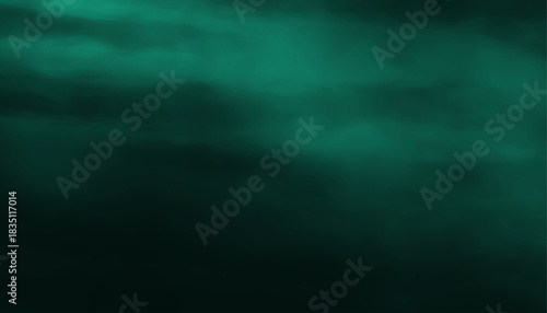 Dark, deep teal green gradient background. Abstract foggy dark green wallpaper.