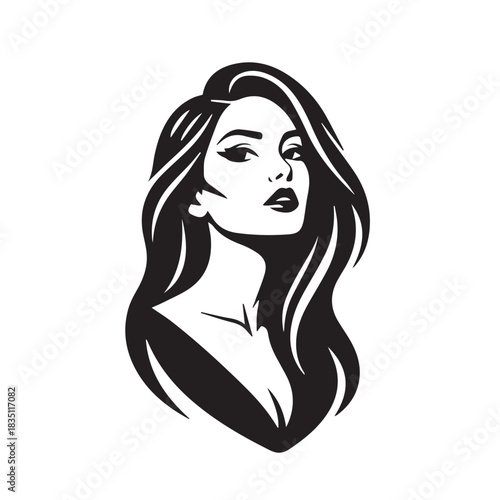 woman with long hair vector logo