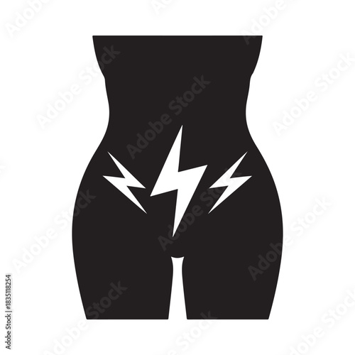 Silhouette Pelvic Pain Icon Representing Female Health