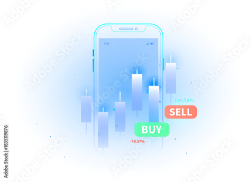 PNG Digital Mobile Stock Trading App Transparent Illustration for Financial Investment and Market Analysis Growth Chart Background